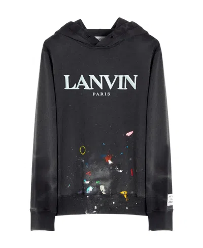 Lanvin Logo-print Pullover Hoodie In Black