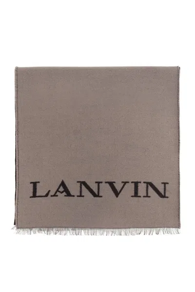 Lanvin Logo-print Scarf In Brown