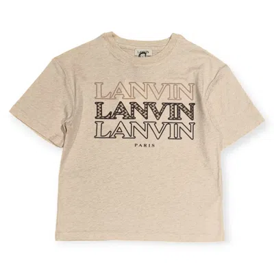 Lanvin Kids' Logo-printed Short-sleeved Crewneck T-shirt In Beige