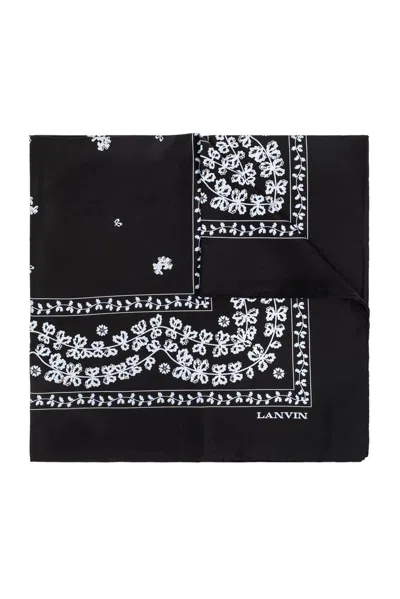 Lanvin Floral-print Silk Scarf In Black