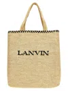 Lanvin Raffia Tote Bag Woven Texture In Natural Black