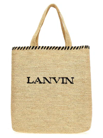 Lanvin Logo Shopping Bag In Beige