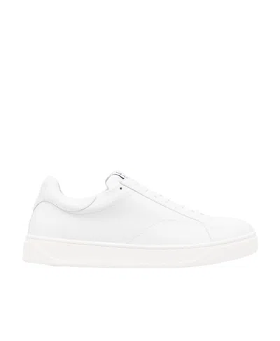 Lanvin Leather Low Top Sneakers With Contrasting Heel Counter In White