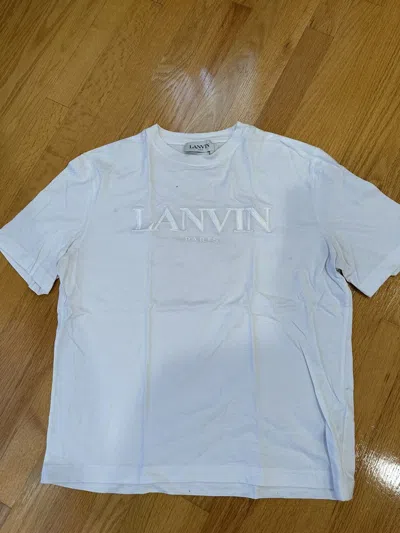 Pre-owned Lanvin Logo T Shirt Small In White