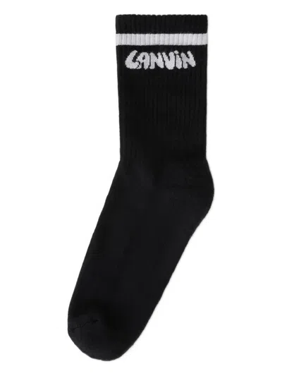 Lanvin Logo-detail Stripe Socks In Black