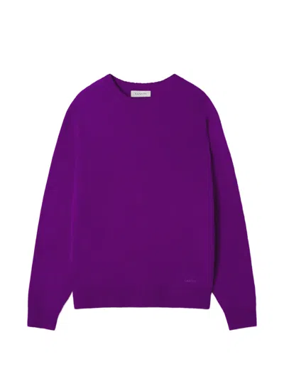 Lanvin Logo-embroidered Cashmere Sweater In Purple