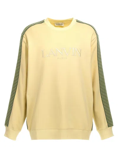 Lanvin Logo-embroidered Curb-trim Sweatshirt In Yellow