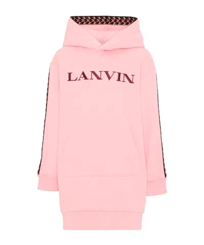 Lanvin Logo-embroidered Hooded Dress In Pink
