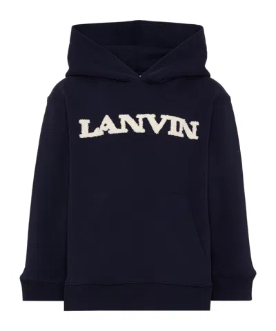 Lanvin Logo-embroidered Hoodie In Blue