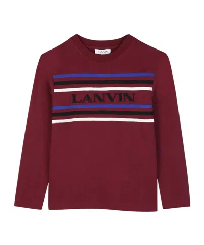 Lanvin Kids' Logo-embroidered Long-sleeve T-shirt In Brown