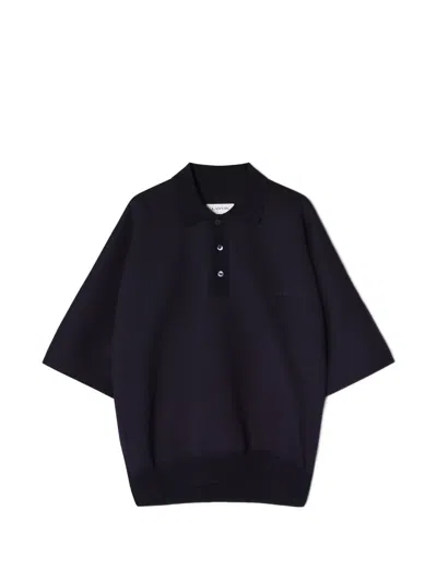 Lanvin Logo-embroidered Polo Shirt In Black