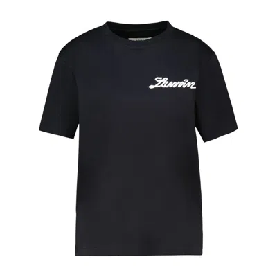 Lanvin Logo-embroidered T-shirt In Black