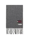 Lanvin 로고 패치 프린지 스카프 In Gray