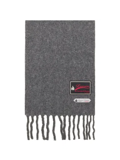 Lanvin 로고 패치 프린지 스카프 In Gray