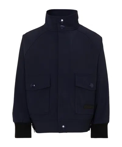 Lanvin Logo-patch Funnel-neck Jacket In Blue