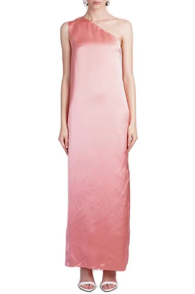 Lanvin Long Asymmetrical Ribbon Detailed Dress In Pink