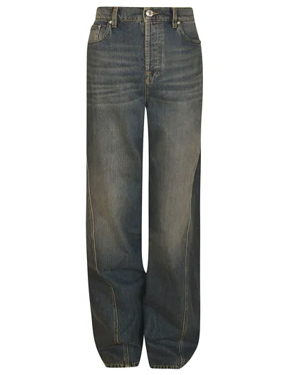 Lanvin Long Buttoned Jeans In Blue