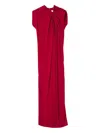 Lanvin Long Draped Dress In Red