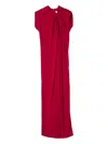 Lanvin Long Draped Dress In Red