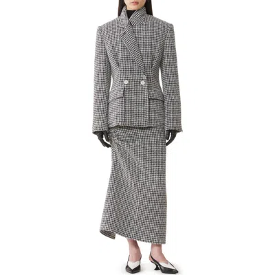 Lanvin Long Draped Tweed Skirt In Black