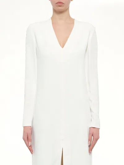 Lanvin V-neck Front-slit Maxi Dress In White