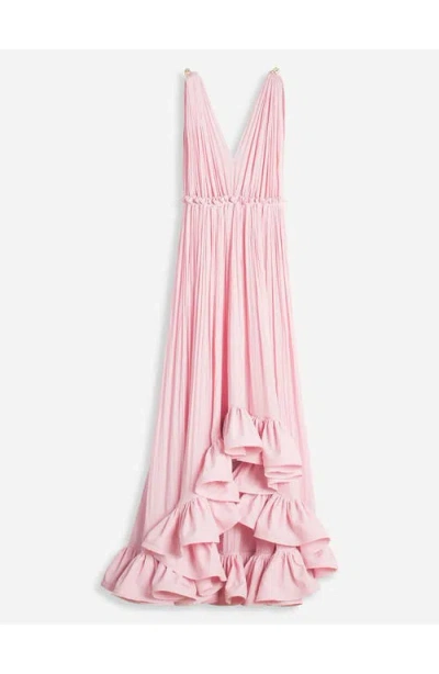 Lanvin Long Dress With Ruffles In Light Pink