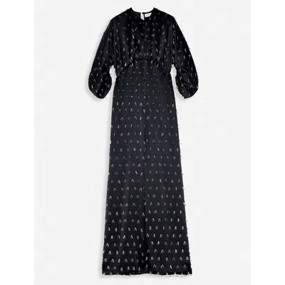 Lanvin Long Embroidered Dress For Women In Black