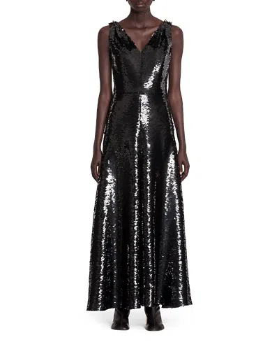 Lanvin Long Embroidered Sleeveless Dress For Women In Black