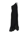 Lanvin Micro Pleated One Shoulder Gown In Black