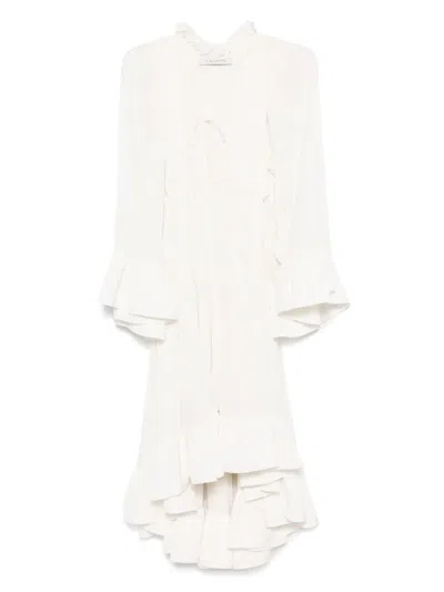 Lanvin Ruffled Midi Dress In White