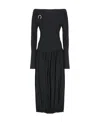 Lanvin Black Ls Drape Midi Dress In Black