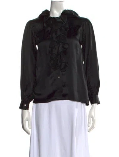Pre-owned Lanvin Long Sleeve Blouse In Black