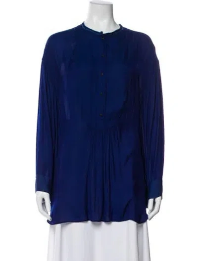 Pre-owned Lanvin Long Sleeve Blouse In Blue