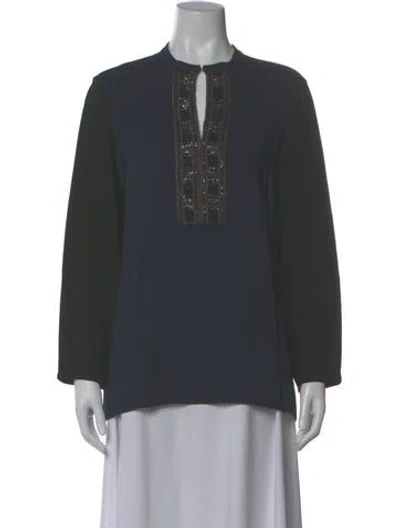 Pre-owned Lanvin Long Sleeve Blouse In Gray