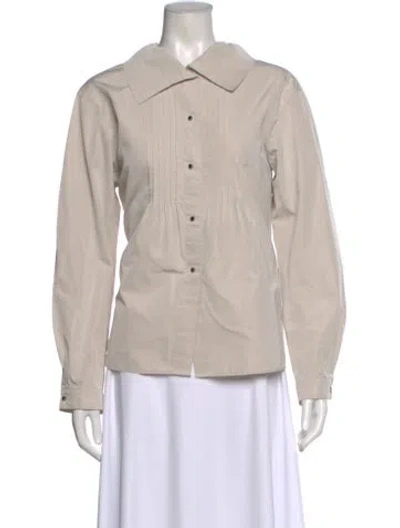 Pre-owned Lanvin Long Sleeve Blouse In Neutral