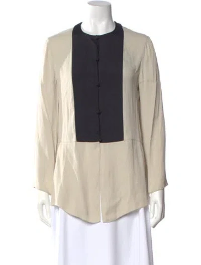 Pre-owned Lanvin Long Sleeve Blouse In Neutral