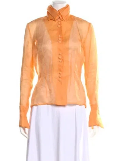 Pre-owned Lanvin Long Sleeve Blouse In Orange