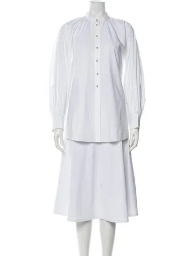 Pre-owned Lanvin Long Sleeve Blouse In White