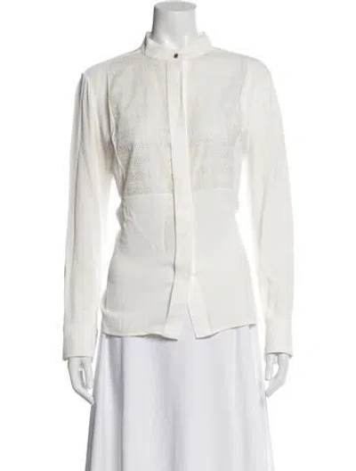 Pre-owned Lanvin Long Sleeve Blouse In White