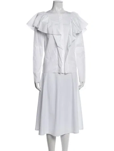 Pre-owned Lanvin Long Sleeve Blouse In White