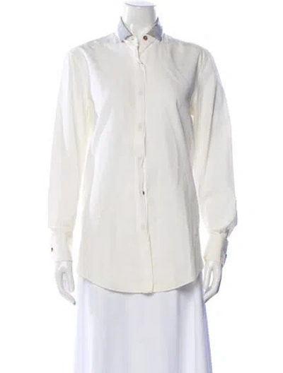 Pre-owned Lanvin Long Sleeve Button-up Top In Neutral
