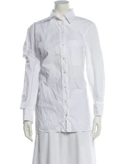 Pre-owned Lanvin Long Sleeve Button-up Top In White
