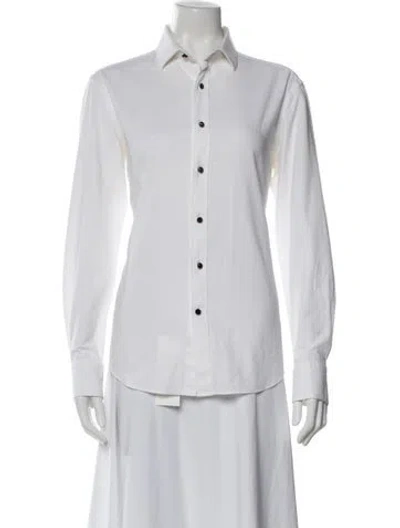 Pre-owned Lanvin Long Sleeve Button-up Top In White
