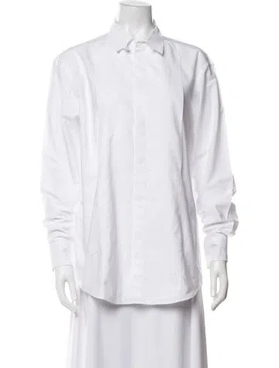 Pre-owned Lanvin Long Sleeve Button-up Top In White