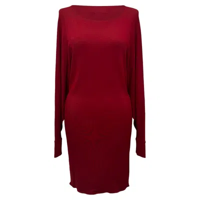 Lanvin Long Sleeve Mini Dress In Burgundy Viscose In Red