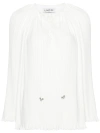 Lanvin Pleated Frilled Neckline Top With Bead Embellishment