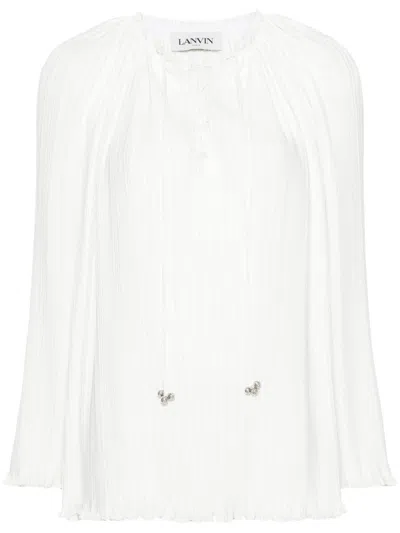 LANVIN LANVIN LONG SLEEVE PLEATED BLOUSE OPEN NECK CLOTHING
