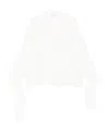 Lanvin Long Sleeve Pleated Sheer Top With Tie In White