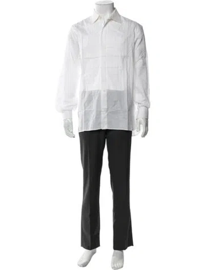 Pre-owned Lanvin Long Sleeve Tuxedo Shirt In White