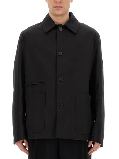Lanvin Long Sleeved Buttoned Twill Jacket In Black